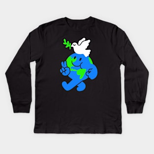 Peace On Earth Kids Long Sleeve T-Shirt